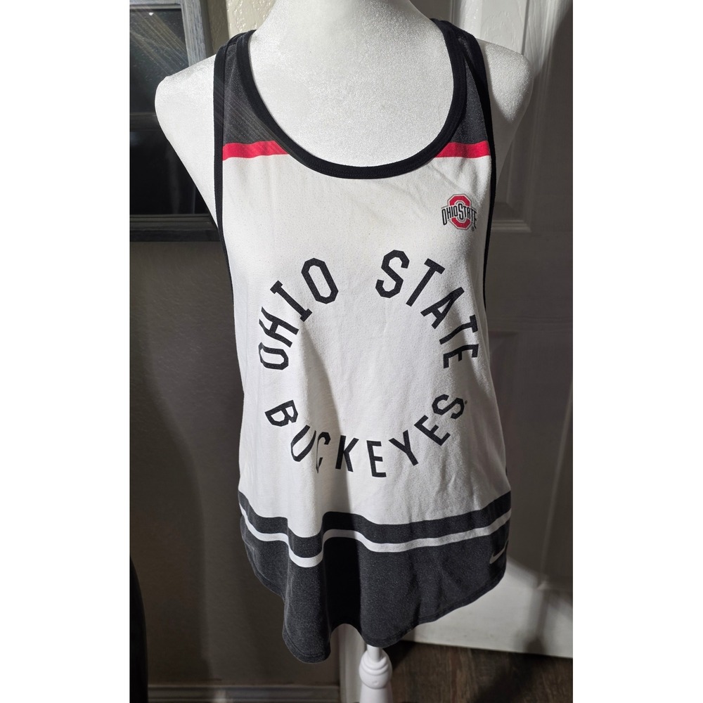 Nike Ohio State Buckeyes Dri-FIT Racerback Tank Top White Black Women Small
